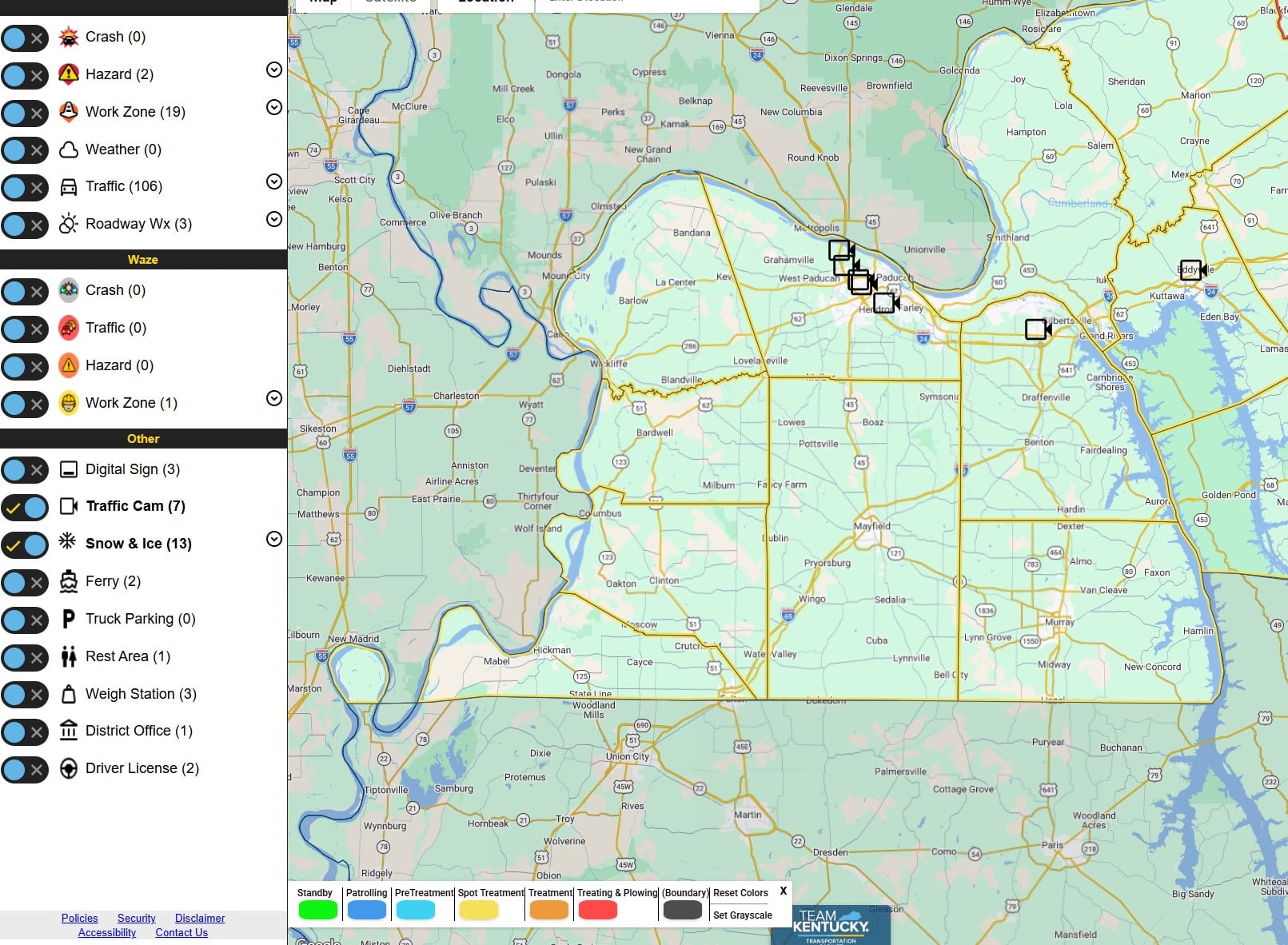 Tdat Map Road conditions in the Heartland 1/30