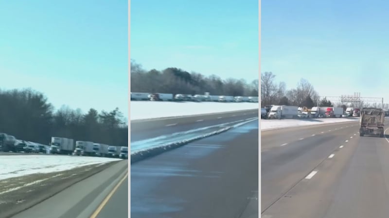 Video from viewer Jennifer Johnson shows traffic backed up on 64 eastbound and 57 southbound.