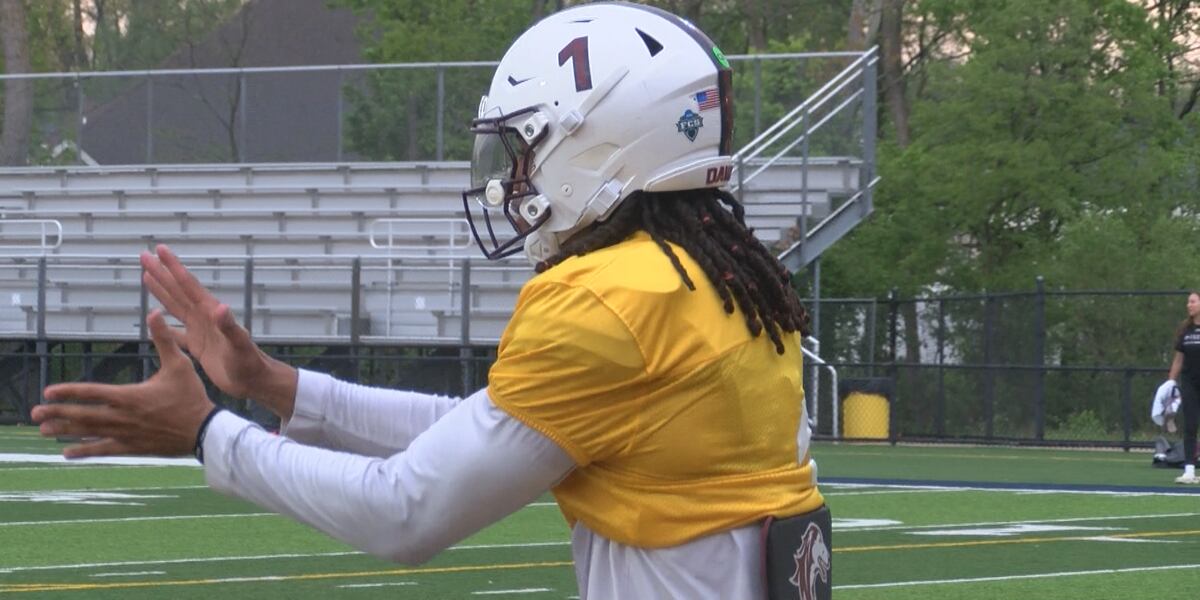Max Ranly Southern Illinois football holds practice at Marion High School