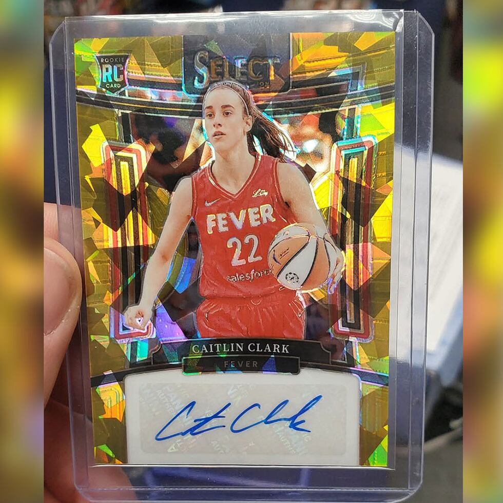Reid Endres, of Murphysboro, Ill., found an autographed Caitlin Clark rookie card in a box of...