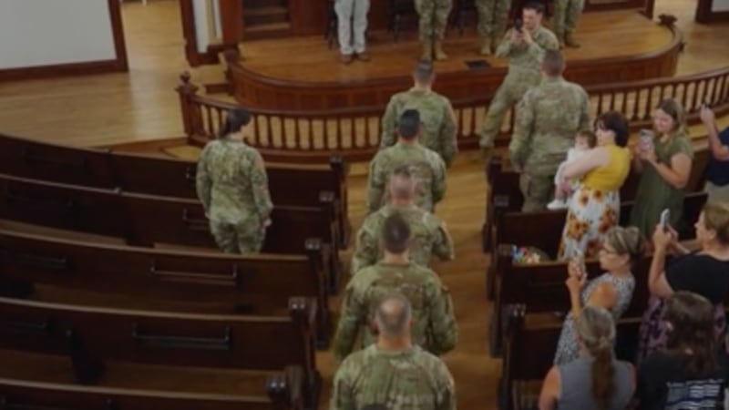 A departure ceremony at Drury University marked the overseas deployment for the first of two...