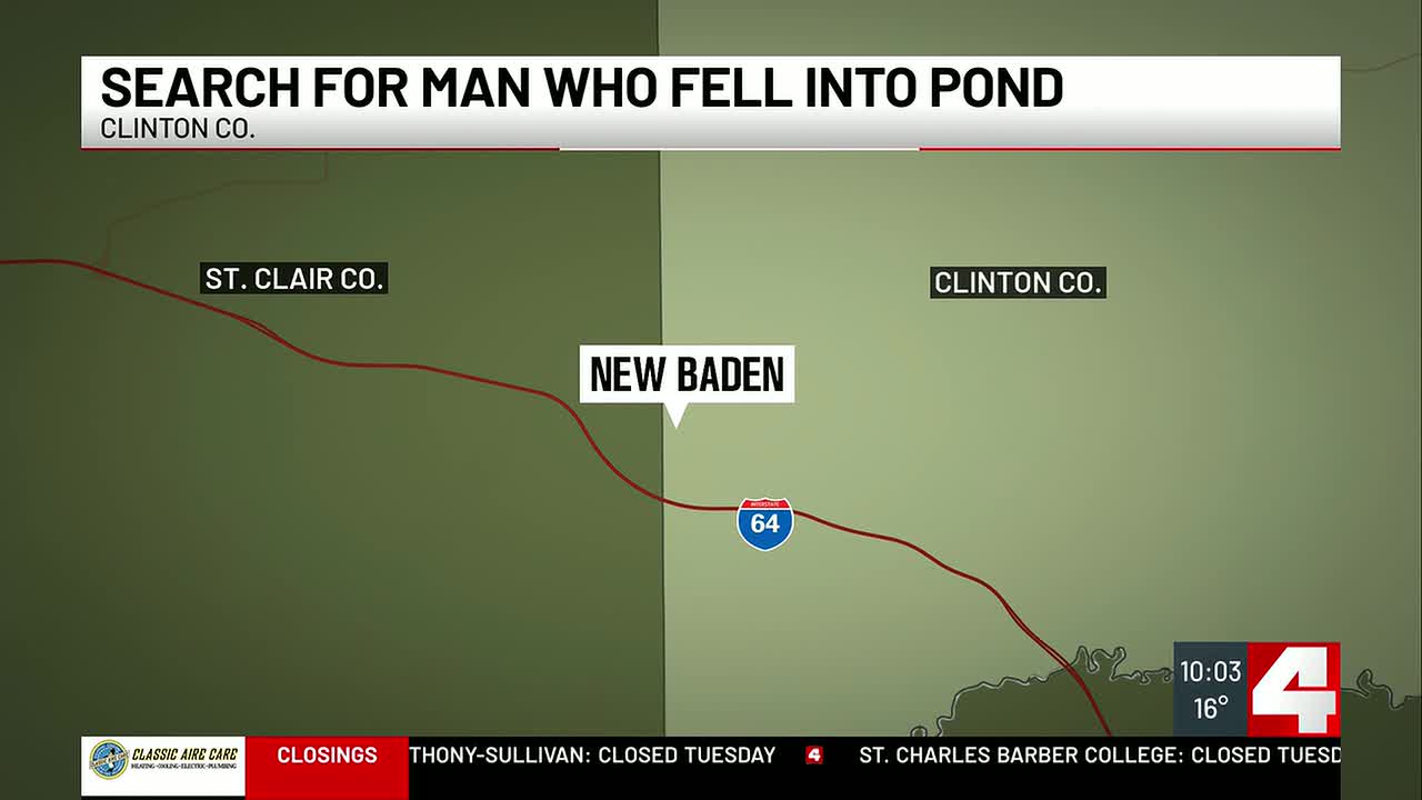 Water rescue on icy pond near New Baden , Illinois called off due to cold temps