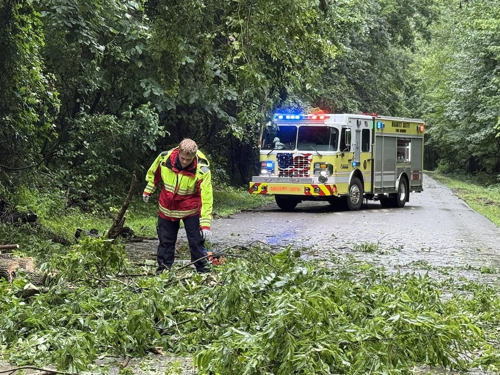 Scott City Fire Department responding to downed tree reports.