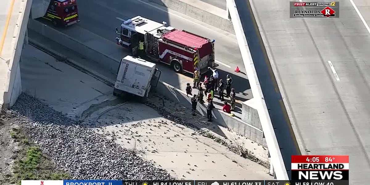 Security truck on I-55 crashes at Center Junction in Cape Girardeau
