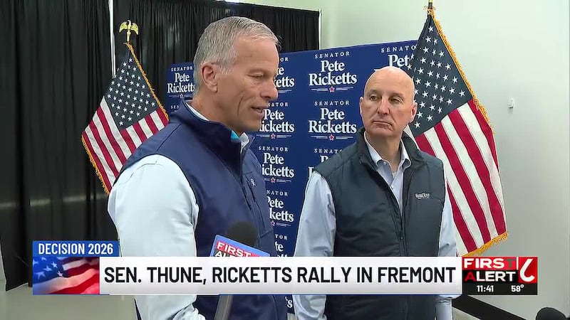 Senate Majority Leader John Thune traveled to Fremont to rally support for Sen. Pete Ricketts...